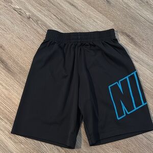 Nike Men's Black Shorts with Blue Logo